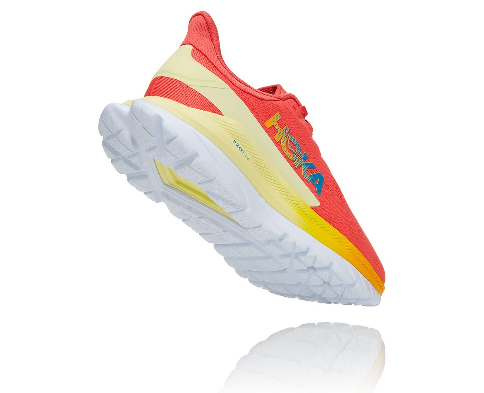 Men's Hoka One One Mach 4 Road Running Shoes Hot Coral / Saffron | HKZVGB398