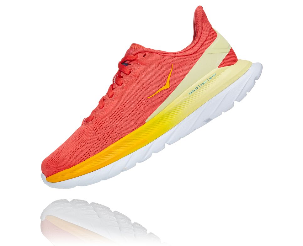 Men's Hoka One One Mach 4 Road Running Shoes Hot Coral / Saffron | HKZVGB398