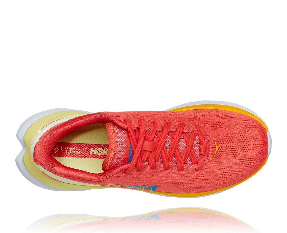 Men's Hoka One One Mach 4 Road Running Shoes Hot Coral / Saffron | HKZVGB398