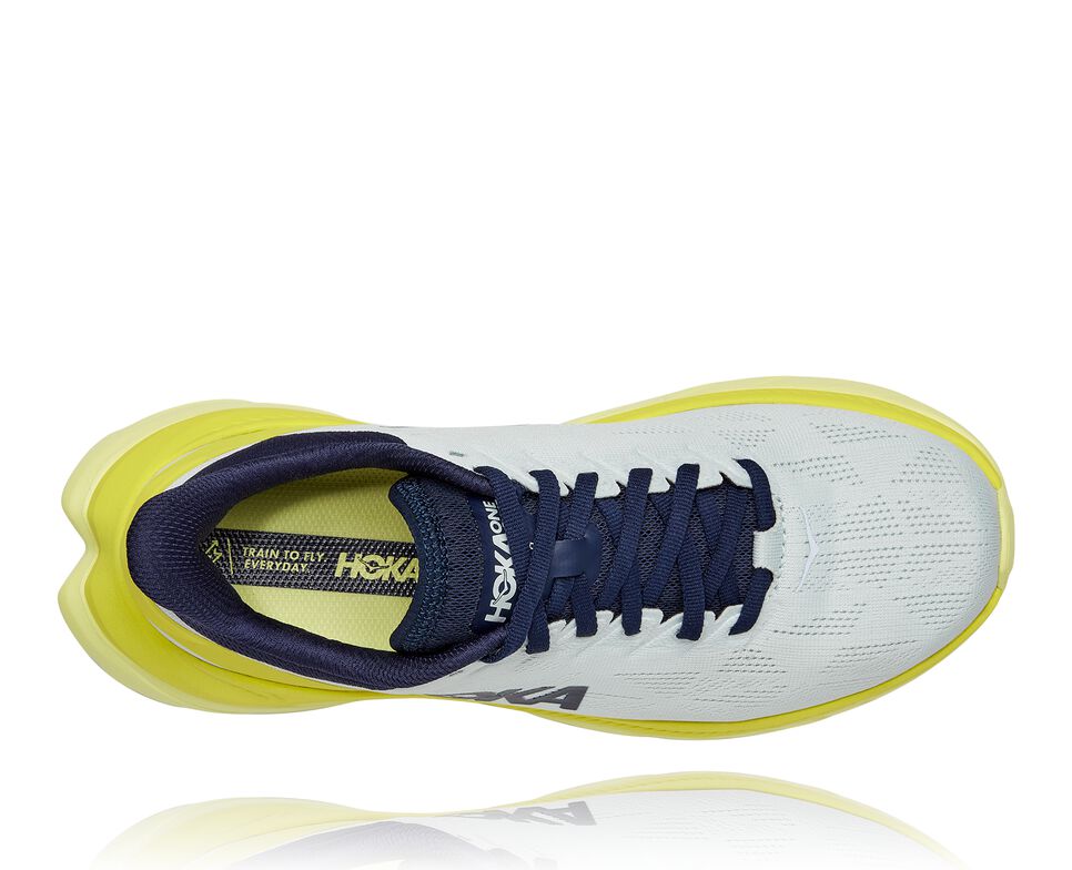 Men's Hoka One One Mach 4 Road Running Shoes Blue Flower / Citrus | JZQFWD912