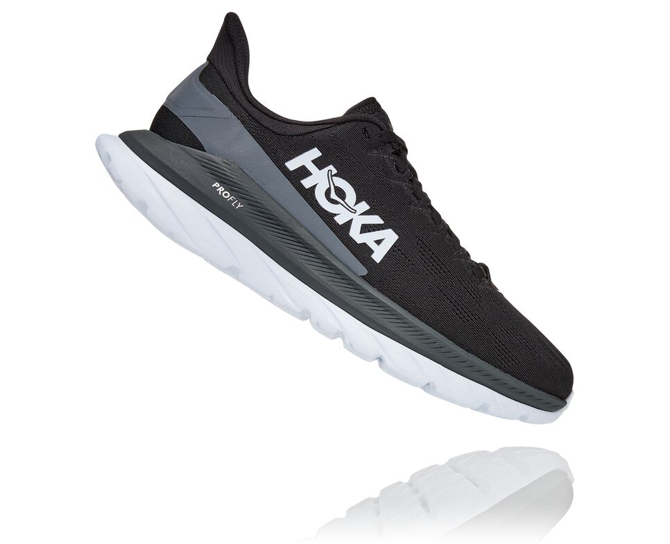 Men's Hoka One One Mach 4 Road Running Shoes Black / Dark Shadow | PKMIJV096