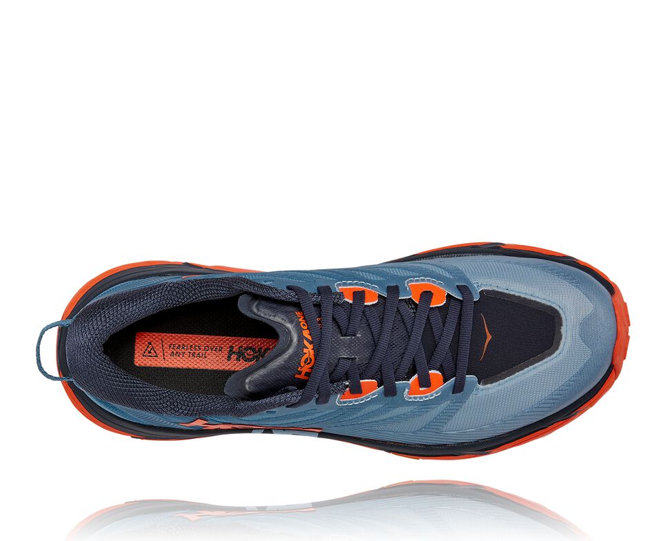 Men's Hoka One One Mafate Speed 3 Trail Running Shoes Provincial Blue / Carrot | BLUYXJ685