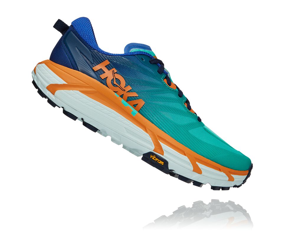 Men's Hoka One One Mafate Speed 3 Trail Running Shoes Dazzling Blue / Desert Sun | CQBXEK052