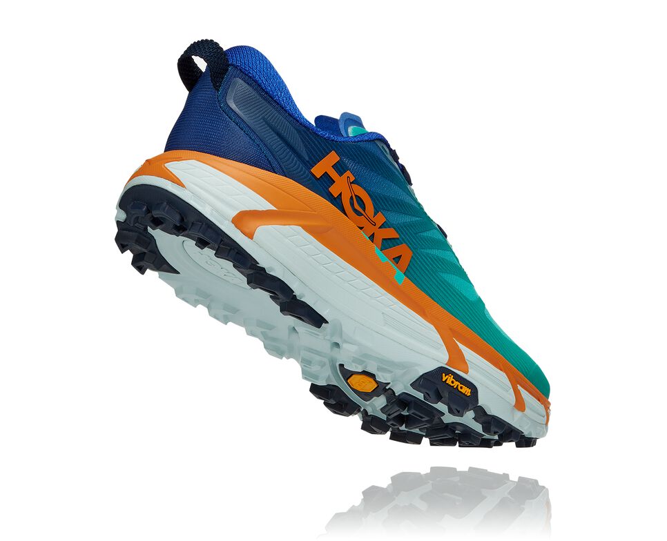 Men's Hoka One One Mafate Speed 3 Trail Running Shoes Dazzling Blue / Desert Sun | UYNSBK743