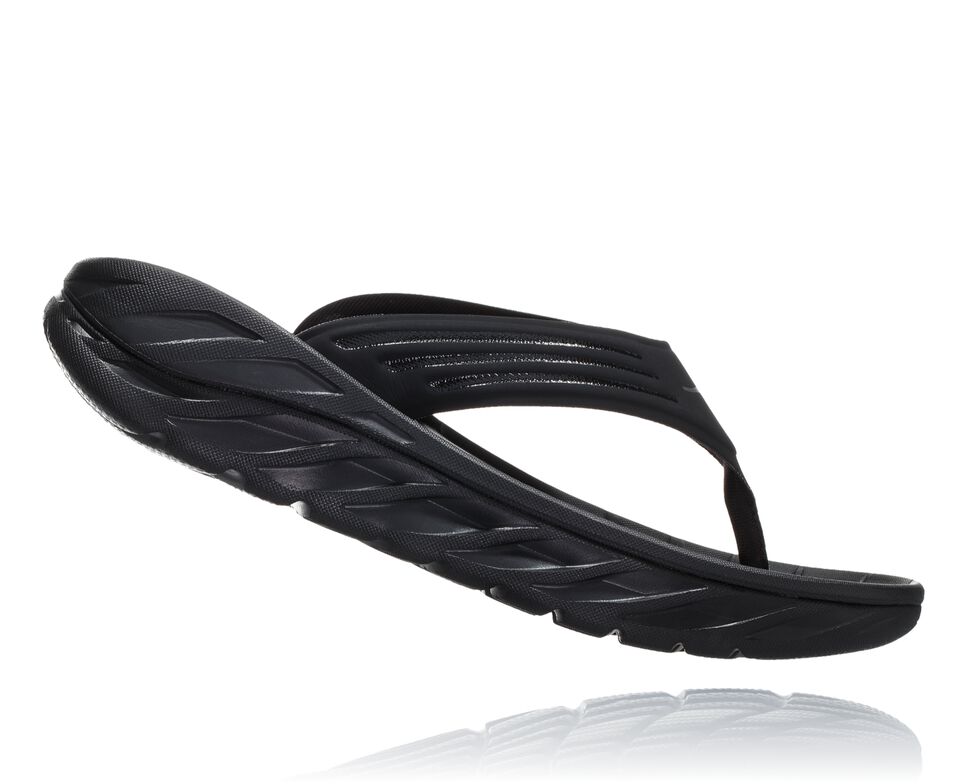 Men's Hoka One One ORA Recovery Flip Flops Black / Dark Gull Gray | DQGUFW726