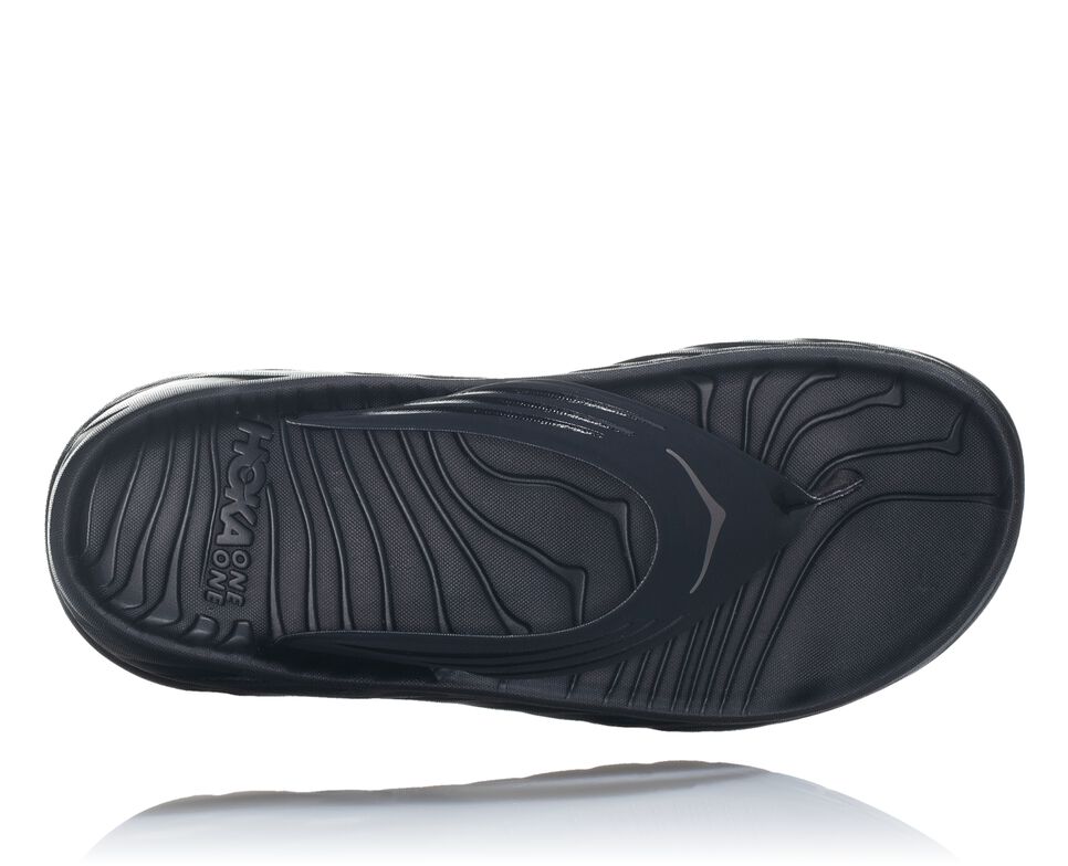 Men's Hoka One One ORA Recovery Flip Flops Black / Dark Gull Gray | DQGUFW726