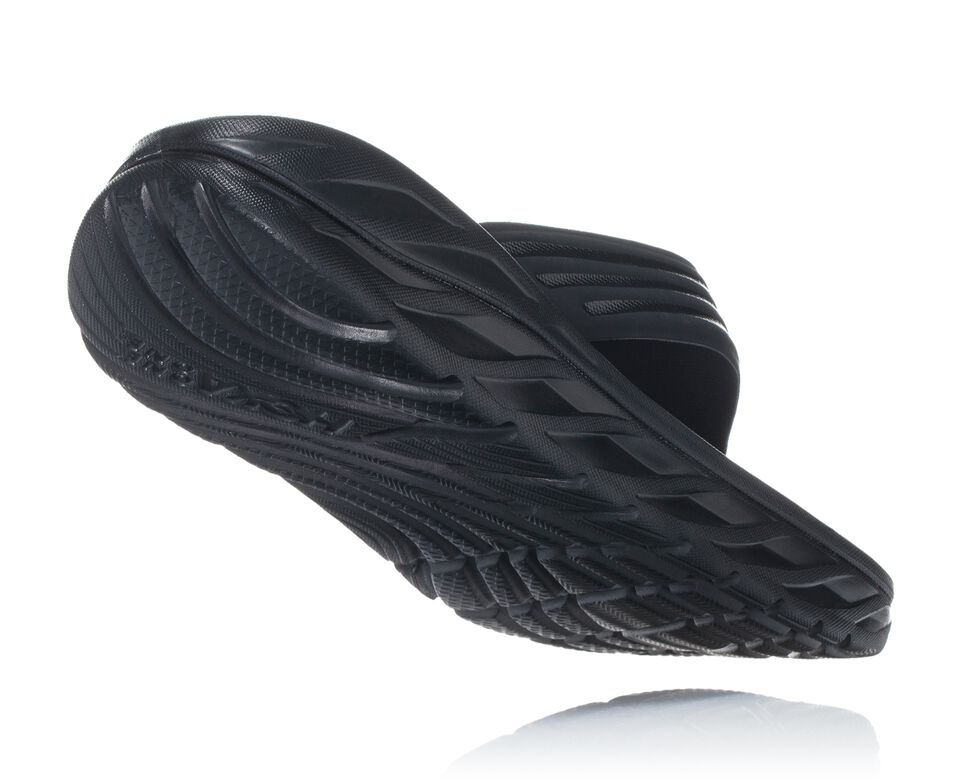 Men's Hoka One One ORA Recovery Flip Flops Black / Dark Gull Gray | DQGUFW726