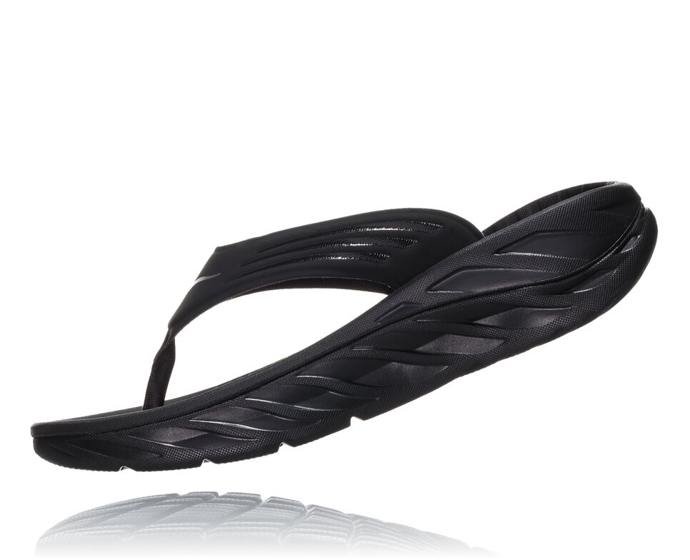 Men's Hoka One One ORA Recovery Flip Flops Black / Dark Gull Gray | DQGUFW726