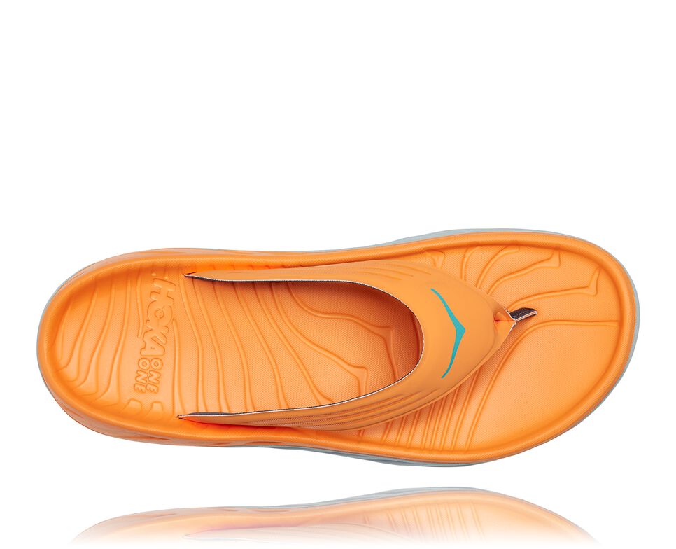 Men's Hoka One One ORA Recovery Flip Flops Blazing Orange / Lunar Rock | RIBOHW291