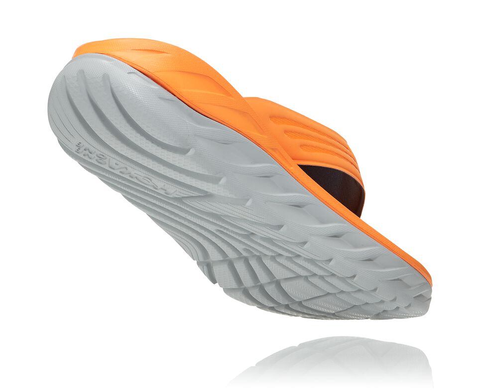 Men's Hoka One One ORA Recovery Flip Flops Blazing Orange / Lunar Rock | RIBOHW291