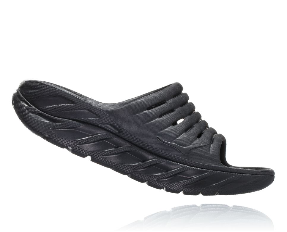 Men's Hoka One One ORA Recovery Slides Black / Black | SNHMUI572