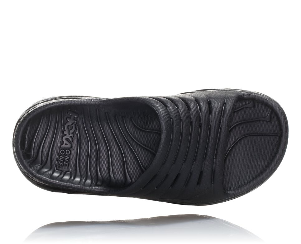 Men's Hoka One One ORA Recovery Slides Black / Black | SNHMUI572