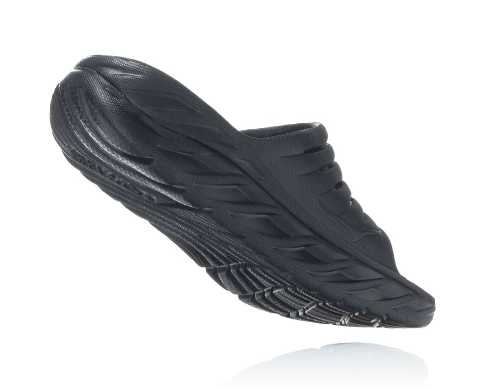 Men's Hoka One One ORA Recovery Slides Black / Black | SNHMUI572