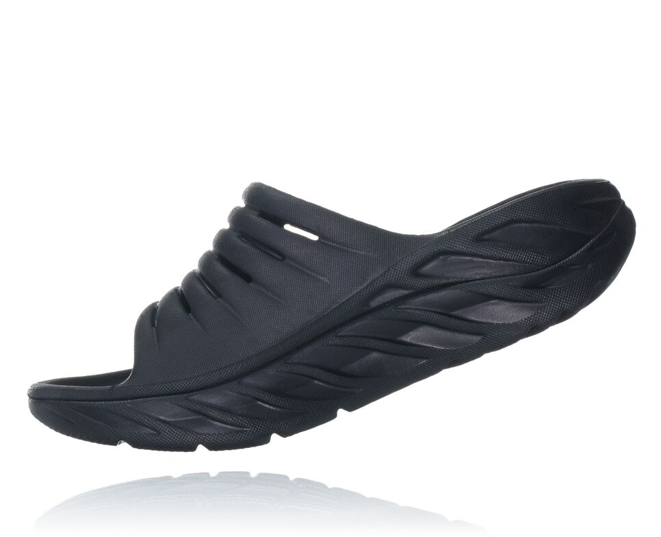 Men's Hoka One One ORA Recovery Slides Black / Black | SNHMUI572