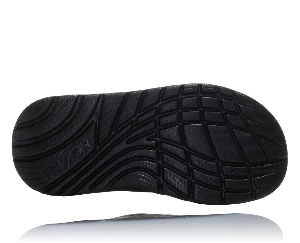 Men's Hoka One One ORA Recovery Slides Black / Black | SNHMUI572