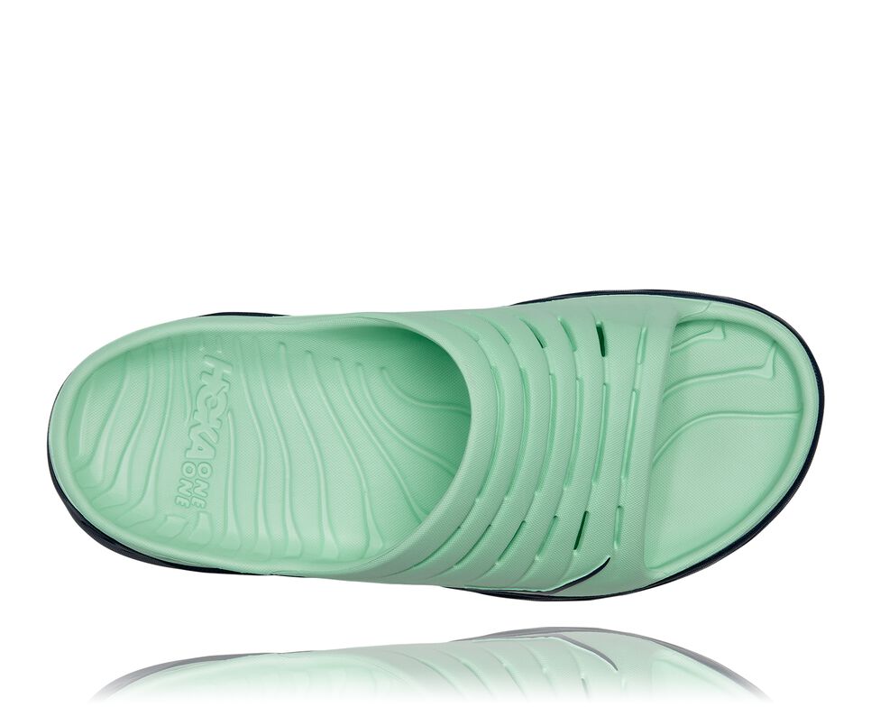 Men's Hoka One One ORA Recovery Slides Green Ash / Outer Space | LKZFNQ683