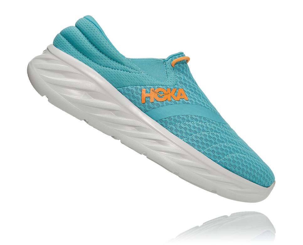 Men's Hoka One One Ora Recovery Shoe 2 Sandals Aquarelle / Blazing Orange | JKQFEN154