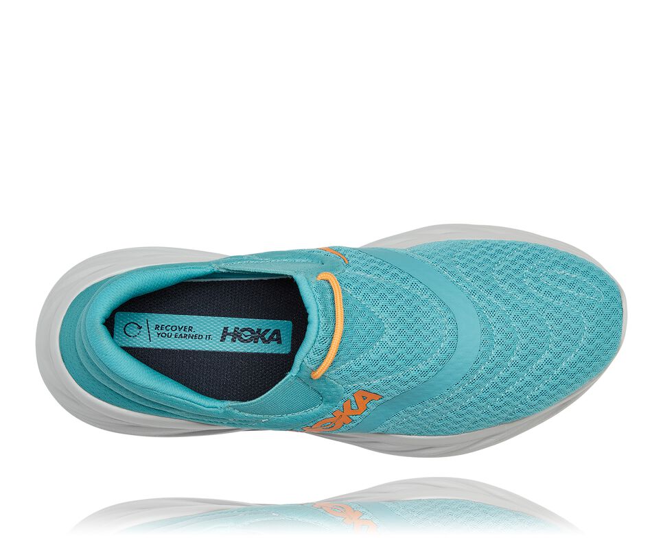 Men's Hoka One One Ora Recovery Shoe 2 Sandals Aquarelle / Blazing Orange | JKQFEN154