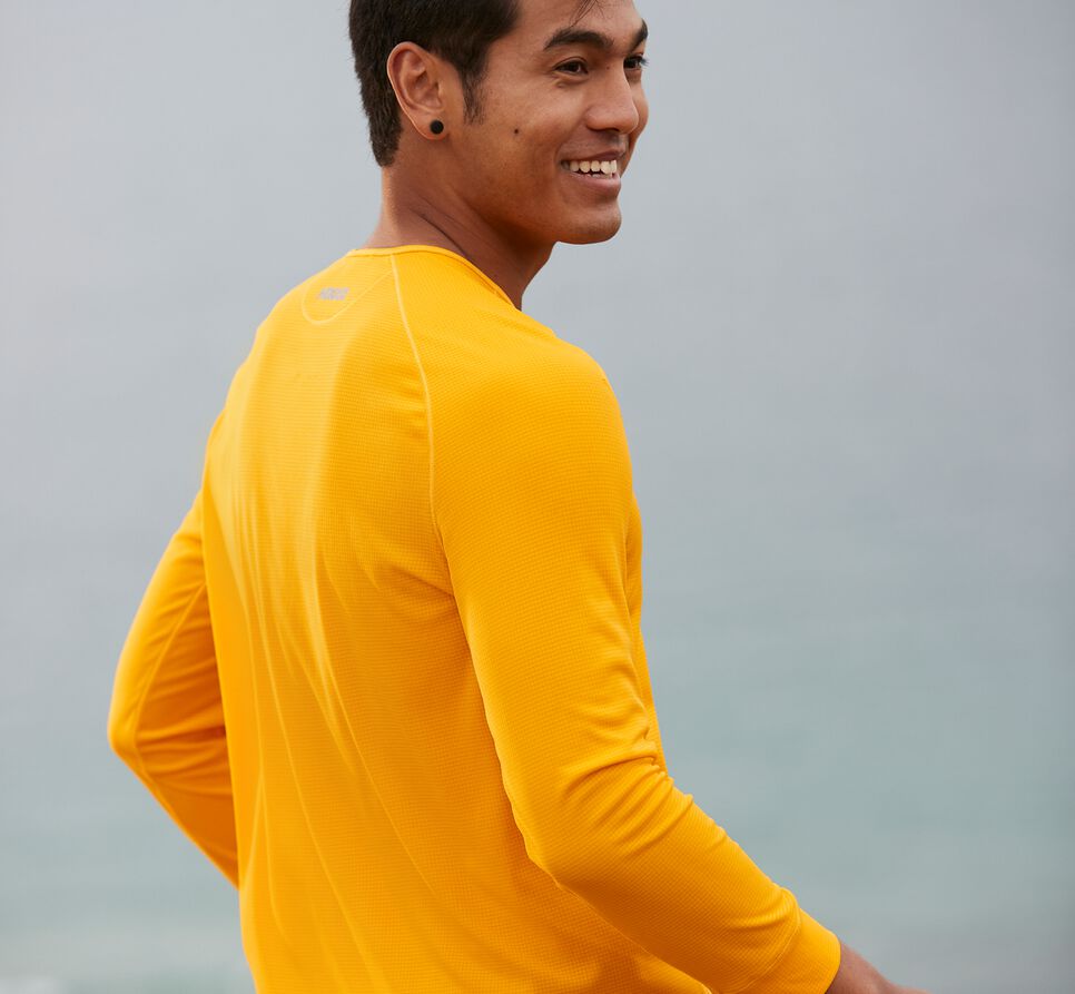 Men's Hoka One One Performance 3/4 Sleeve T Shirts Saffron | NMKCWY247