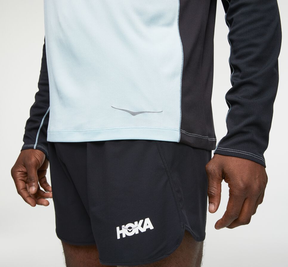 Men's Hoka One One Performance Long Sleeve T Shirts Wan Blue / Black | VOCYML017