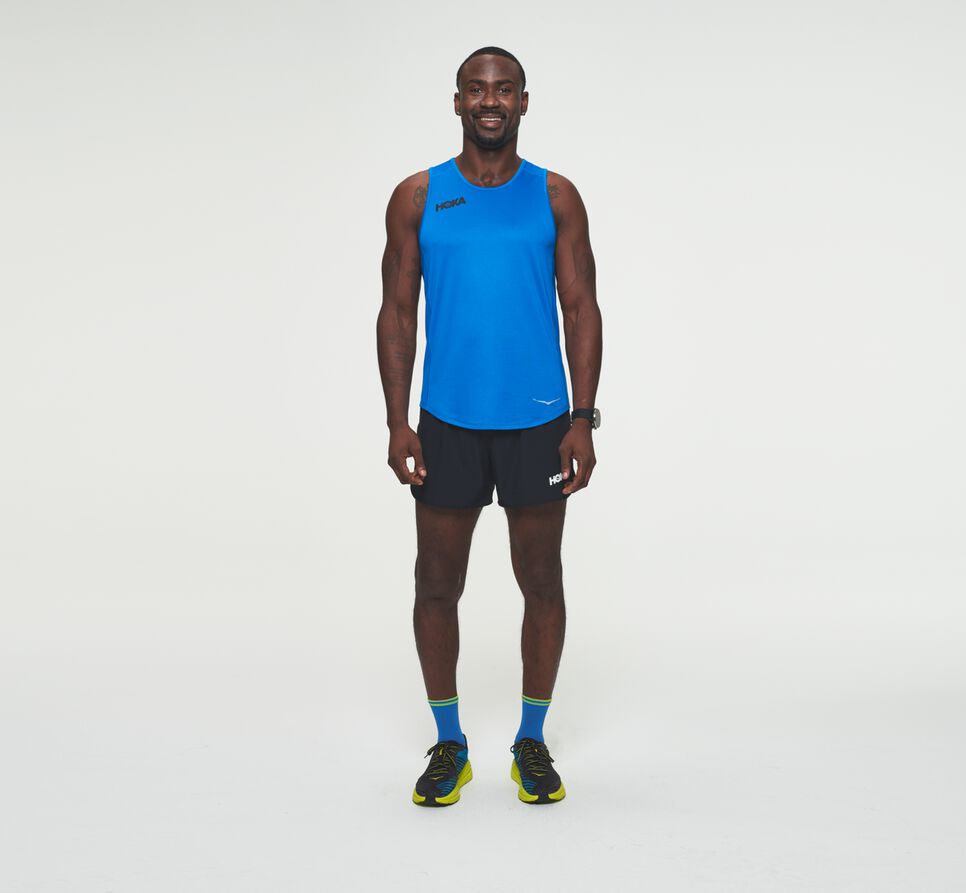 Men's Hoka One One Performance Running Tanks Imperial Blue | NHSVFX837