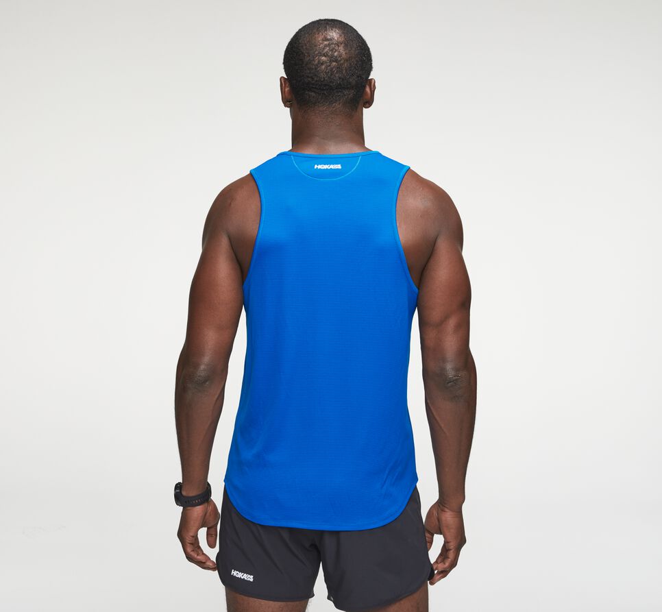 Men's Hoka One One Performance Running Tanks Imperial Blue | NHSVFX837