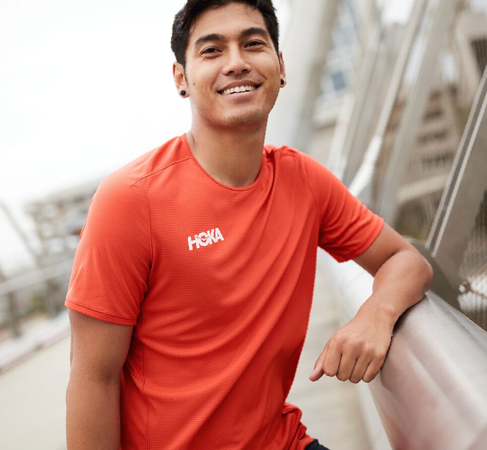 Men's Hoka One One Performance Short Sleeve T Shirts Fiesta | MVYLUA294