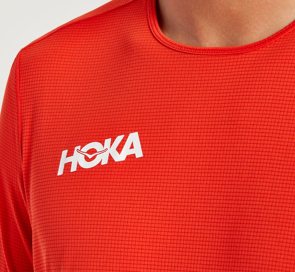 Men's Hoka One One Performance Short Sleeve T Shirts Fiesta | MVYLUA294