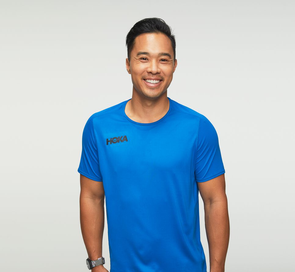 Men's Hoka One One Performance Short Sleeve T Shirts Imperial Blue | NWKELC214