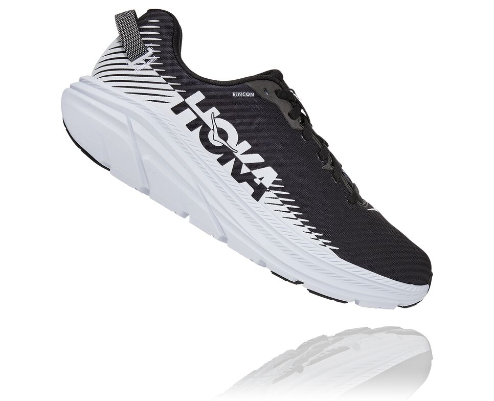 Men's Hoka One One Rincon 2 Road Running Shoes Black / White | HFOJDP978