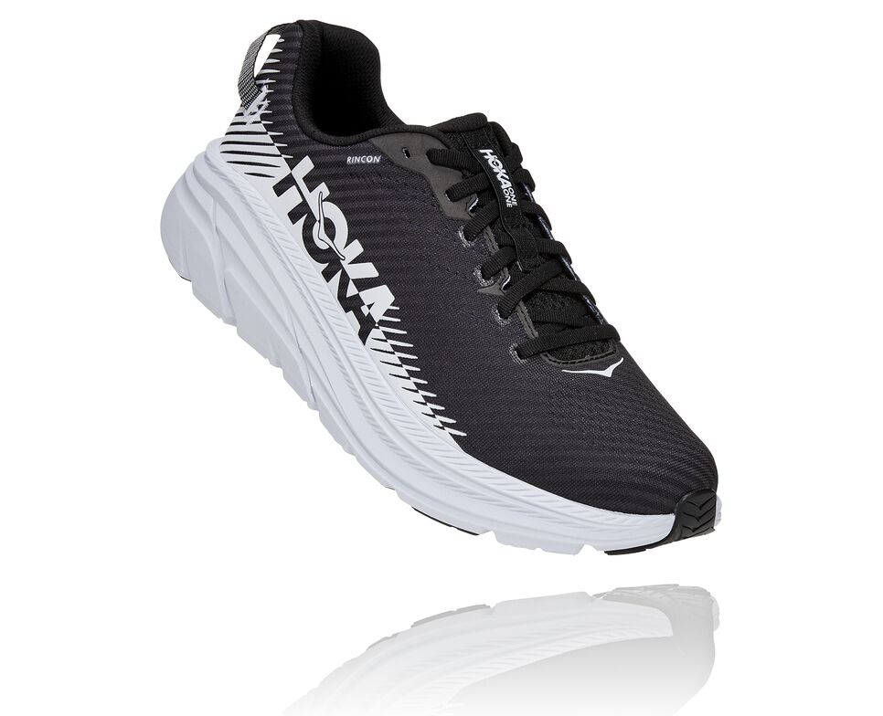 Men\'s Hoka One One Rincon 2 Road Running Shoes Black / White | HFOJDP978