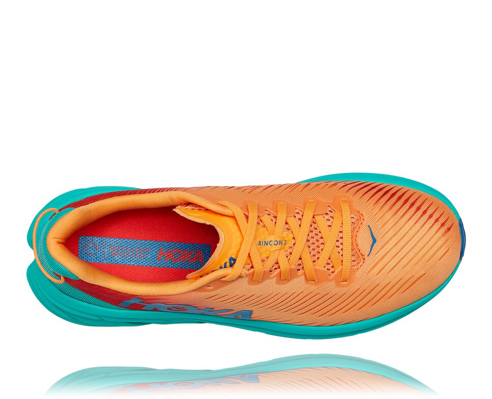 Men's Hoka One One Rincon 3 Road Running Shoes Blazing Orange / Fiesta | FPIMVJ203