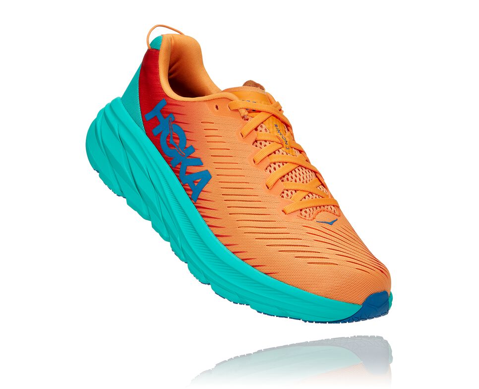 Men\'s Hoka One One Rincon 3 Road Running Shoes Blazing Orange / Fiesta | FPIMVJ203