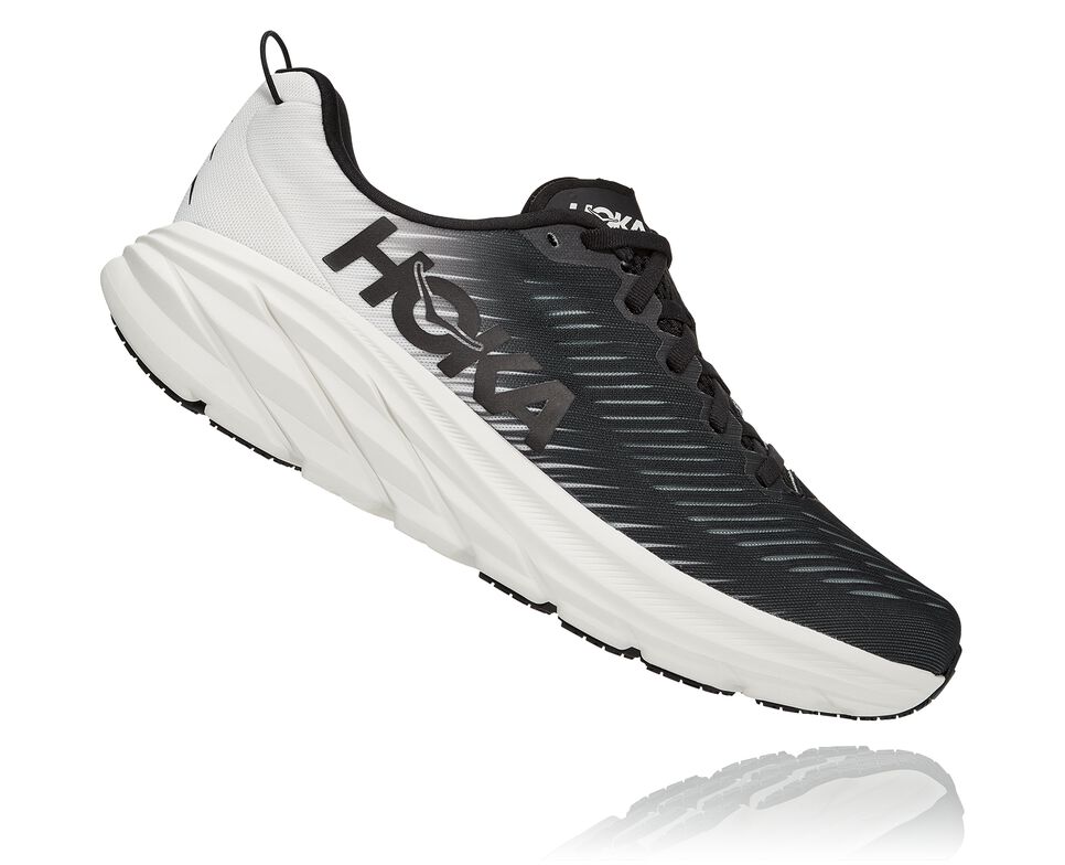 Men's Hoka One One Rincon 3 Road Running Shoes Black / White | OZYXDU801