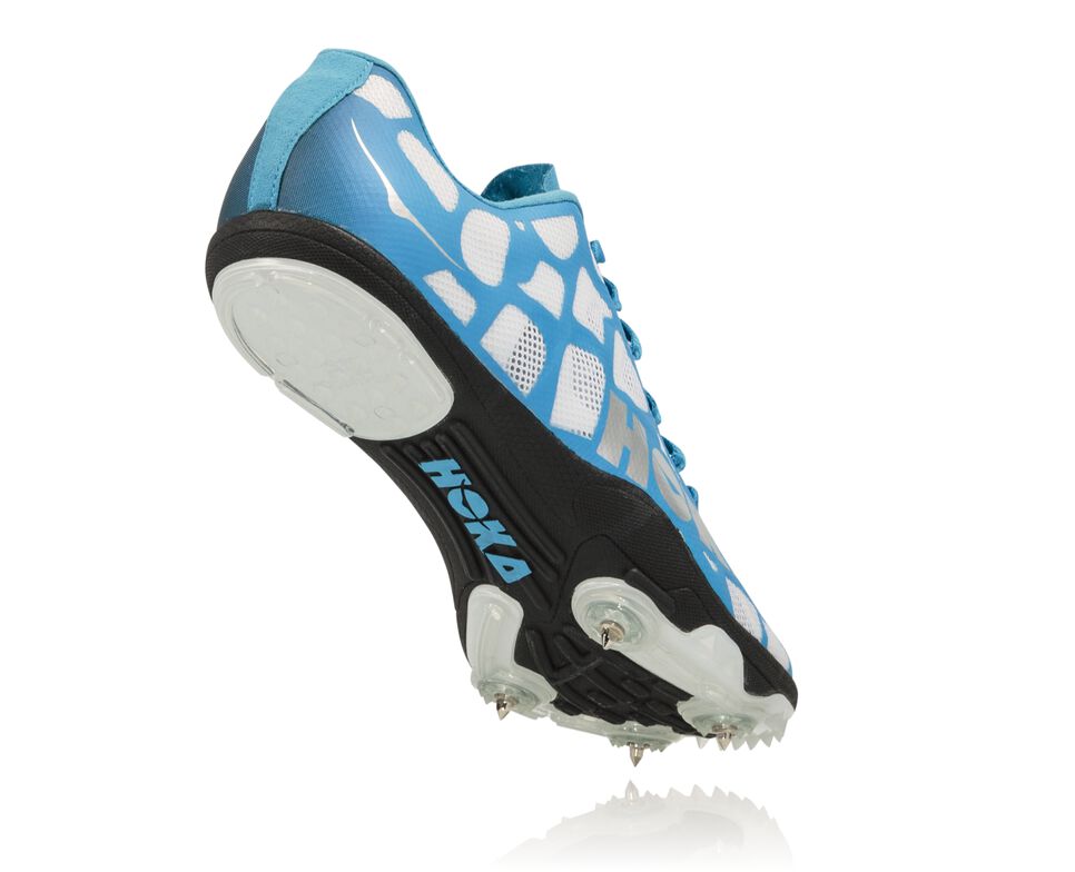 Men's Hoka One One Rocket LD Spikes Shoes White / Cyan | WYVCOD964