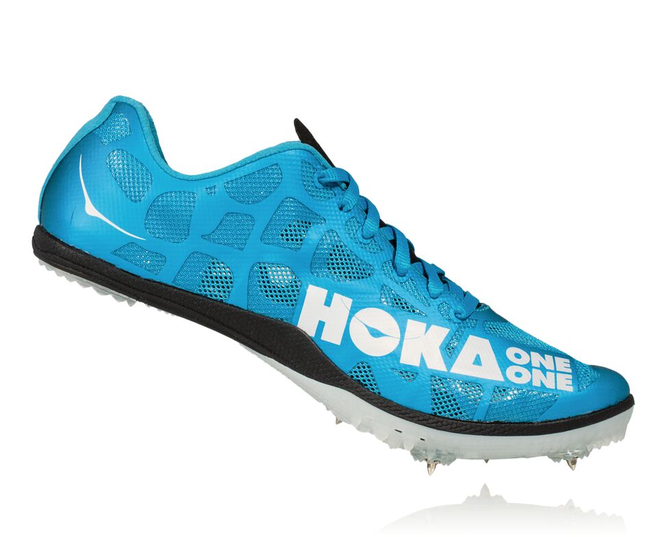 Men's Hoka One One Rocket MD Spikes Shoes Cyan / White | QHXUYW386