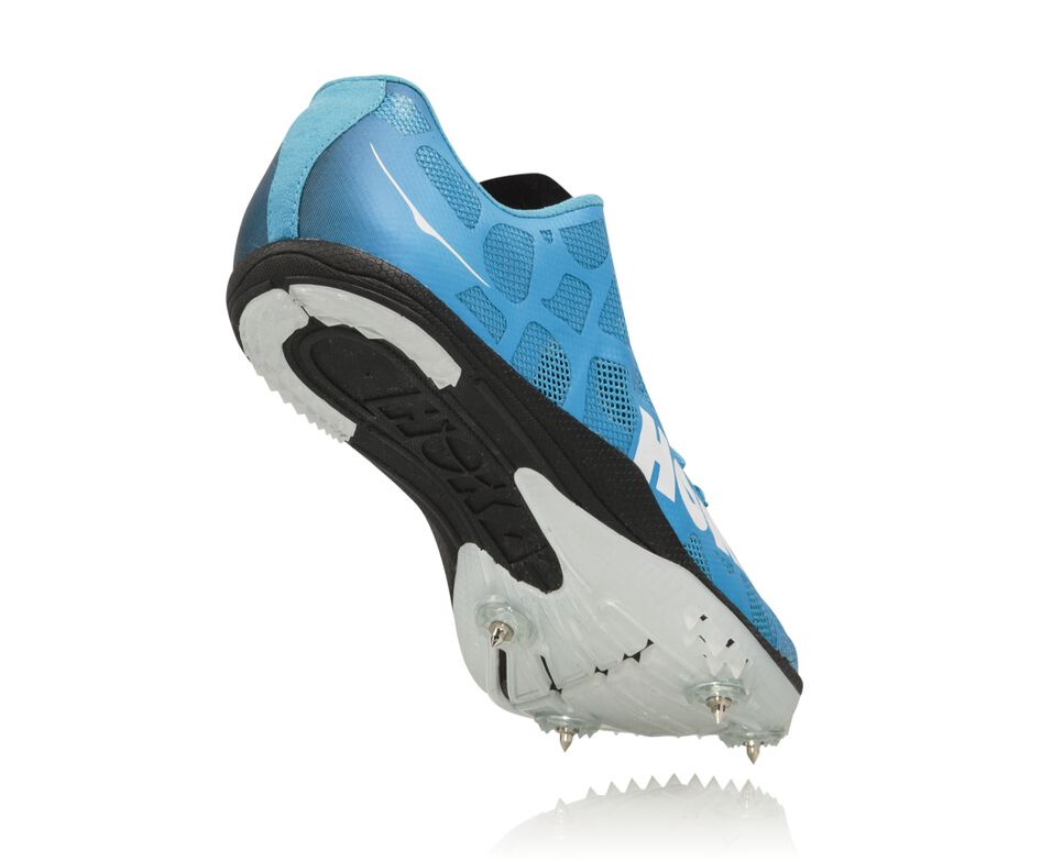 Men's Hoka One One Rocket MD Spikes Shoes Cyan / White | RDTKAO945