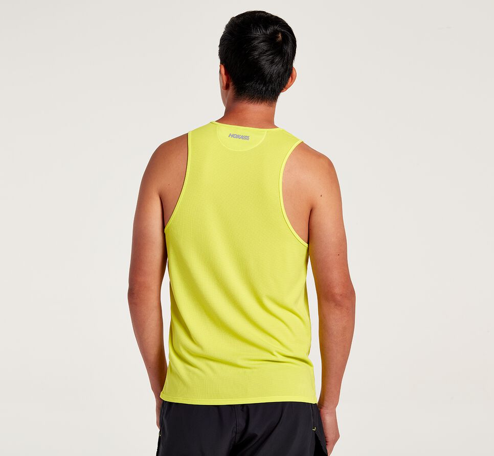 Men's Hoka One One Singlet Running Tops Citrus | DJUGFS786