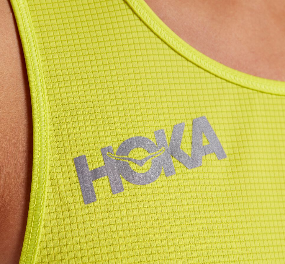 Men's Hoka One One Singlet Running Tops Citrus | DJUGFS786