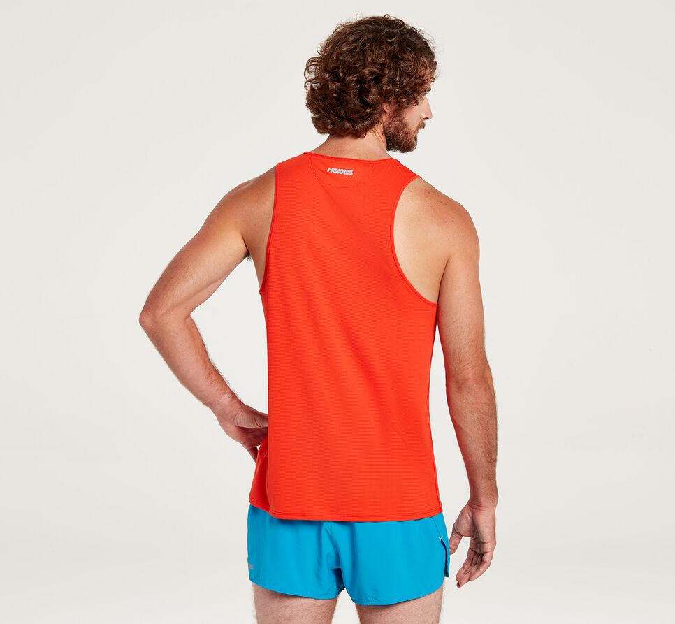 Men's Hoka One One Singlet Running Tops Fiesta | GVKOPF879