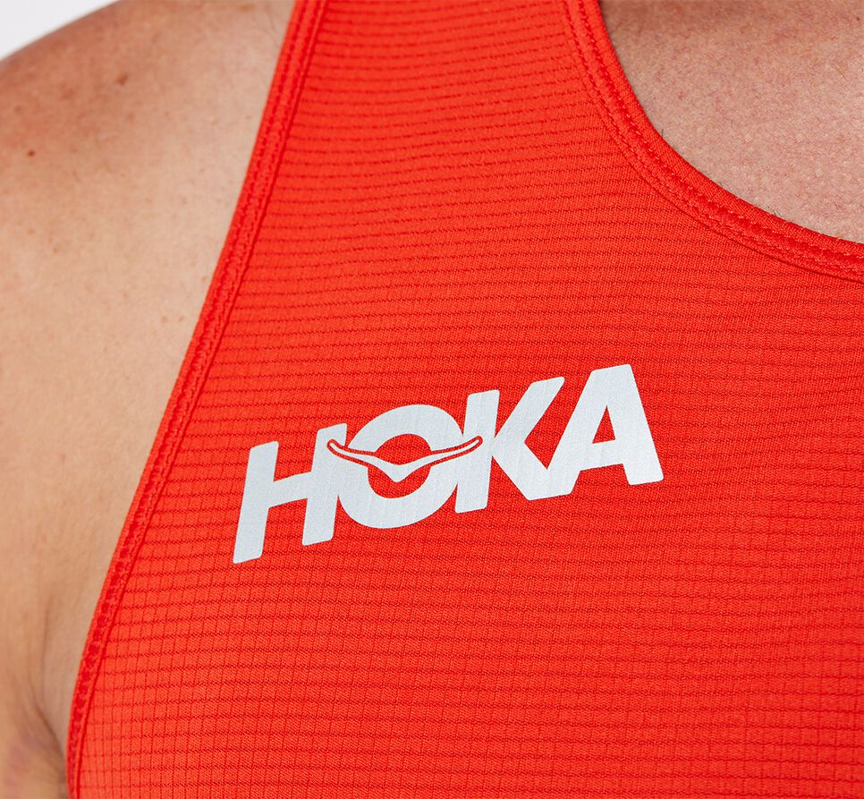 Men's Hoka One One Singlet Running Tops Fiesta | GVKOPF879