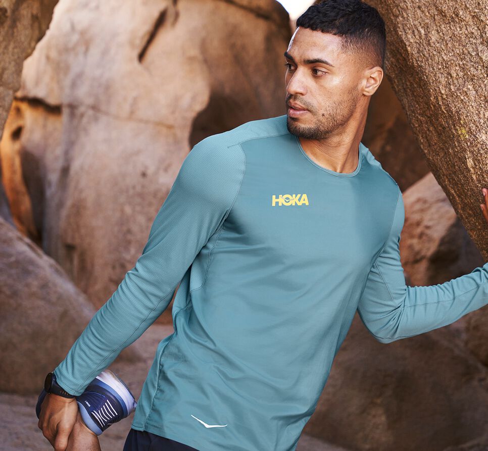 Men's Hoka One One Slim Fit Windshirts Provincial Blue | GKPWYZ947