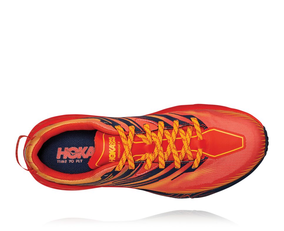 Men's Hoka One One Speedgoat 4 GORE-TEX Trail Running Shoes Mandarin Red / Gold Fusion | OIBZWK860