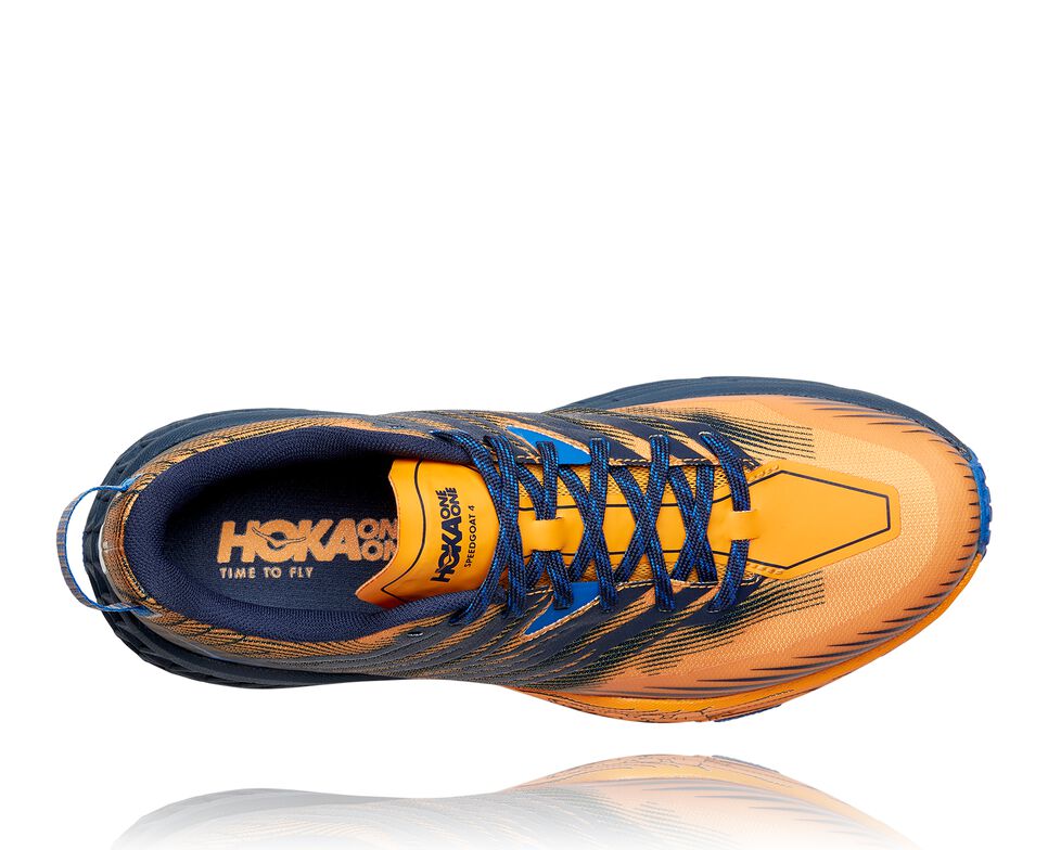 Men's Hoka One One Speedgoat 4 Trail Running Shoes Saffron / Black Iris | ATBXKC243