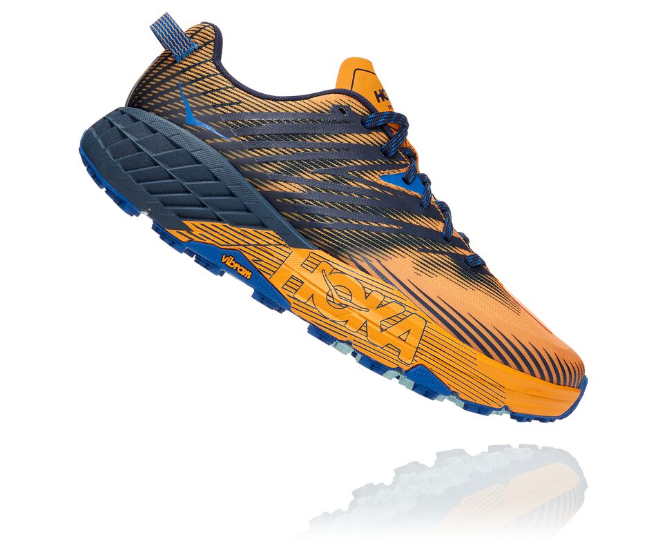 Men's Hoka One One Speedgoat 4 Trail Running Shoes Saffron / Black Iris | ATBXKC243