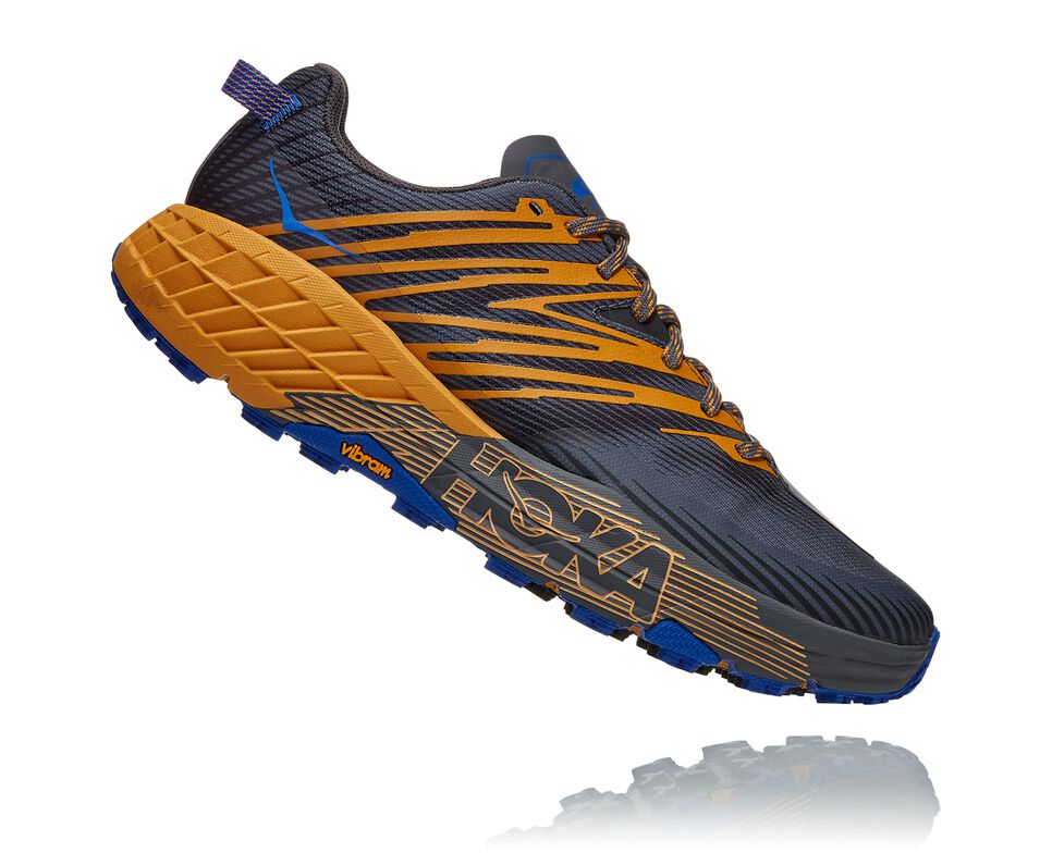 Men's Hoka One One Speedgoat 4 Trail Running Shoes Castlerock / Golden Yellow | JFDGEW798