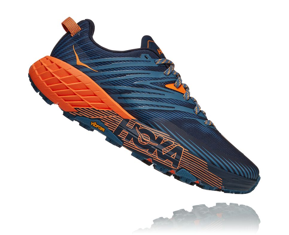 Men's Hoka One One Speedgoat 4 Trail Running Shoes Real Teal / Persimmon Orange | RUDPWQ729