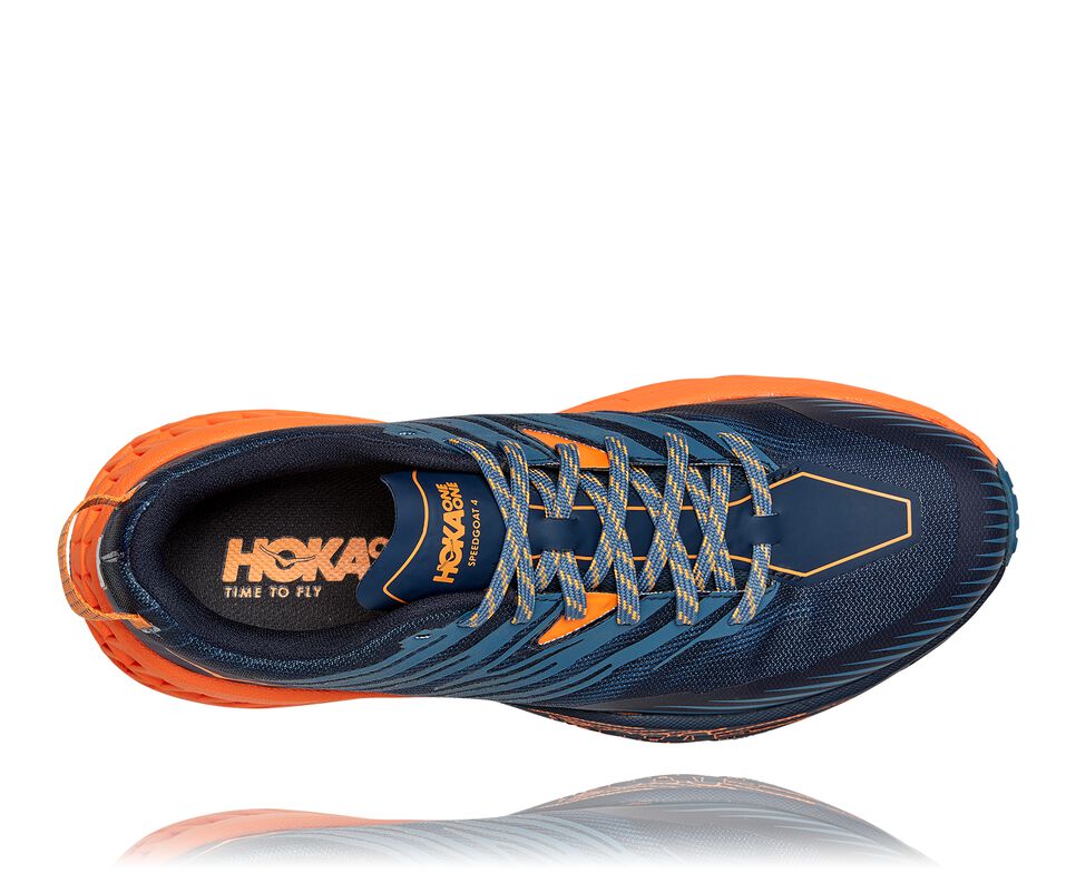 Men's Hoka One One Speedgoat 4 Trail Running Shoes Real Teal / Persimmon Orange | RUDPWQ729