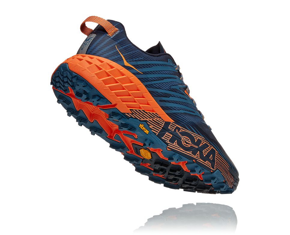 Men's Hoka One One Speedgoat 4 Trail Running Shoes Real Teal / Persimmon Orange | RUDPWQ729