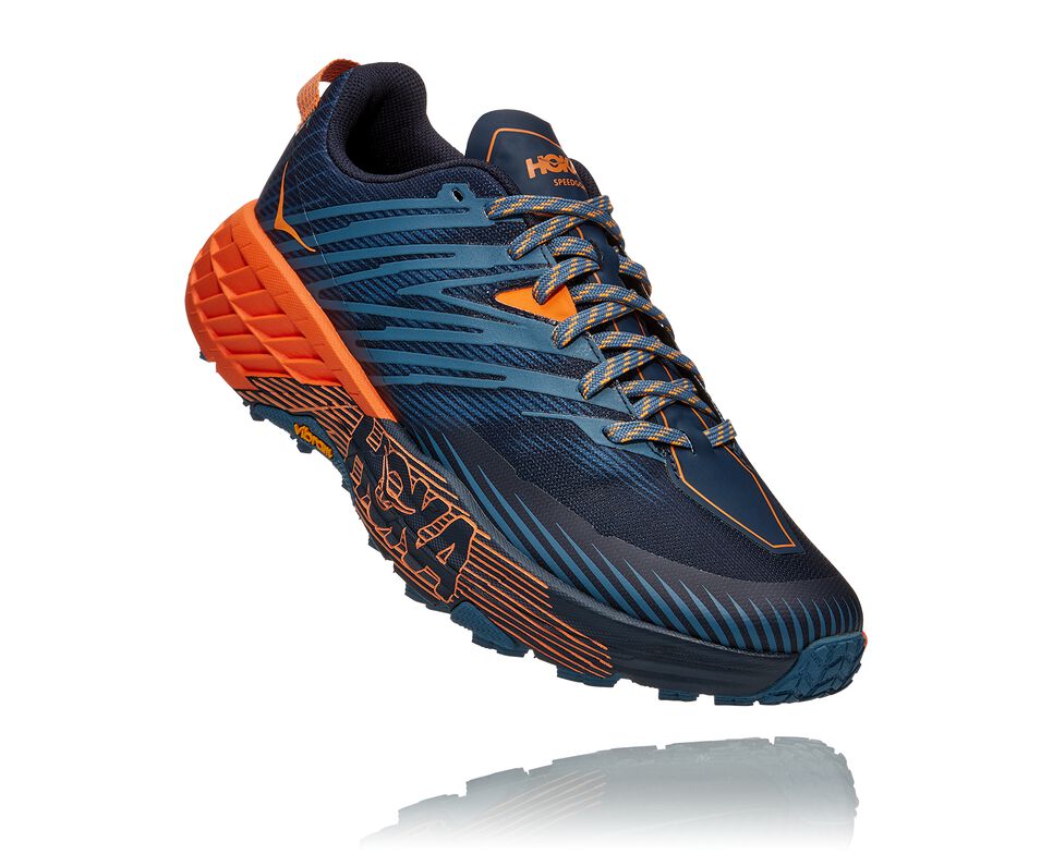 Men\'s Hoka One One Speedgoat 4 Trail Running Shoes Real Teal / Persimmon Orange | RUDPWQ729